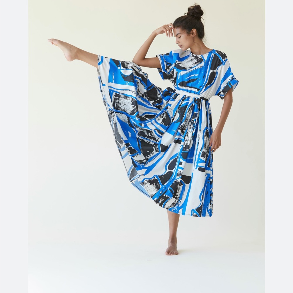 Black Crane x Annie Costello Brown Pleated Dress